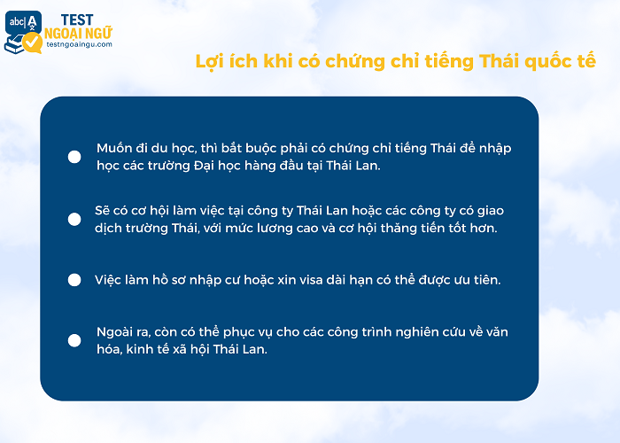Những lợi ích bạn có thể nhận được khi có chứng chỉ tiếng Thái quốc tế